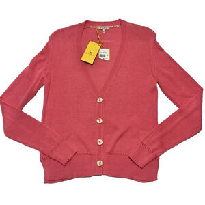 ETRO Milano 44 US 8 Cardigan Sweater Pink Salmon V-Neck Button Front NWT $890